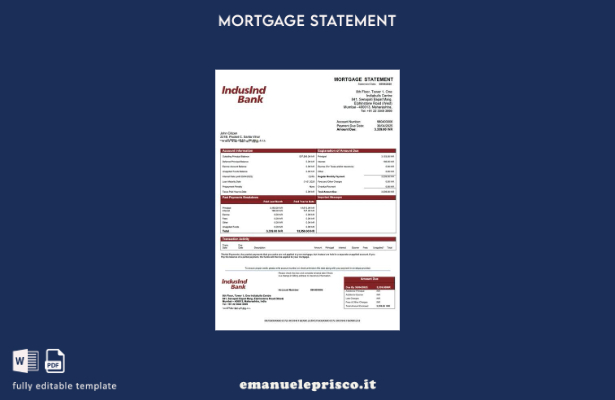 stile verificato Modello di estratto conto ipotecario India IndusInd Bank Modell